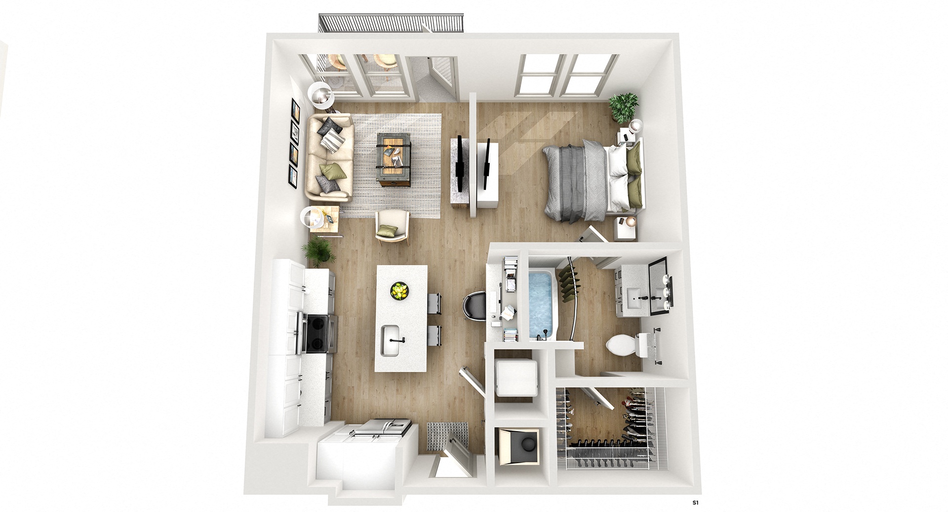 a floor plan of our studio apartments at university gardens in tempe, az